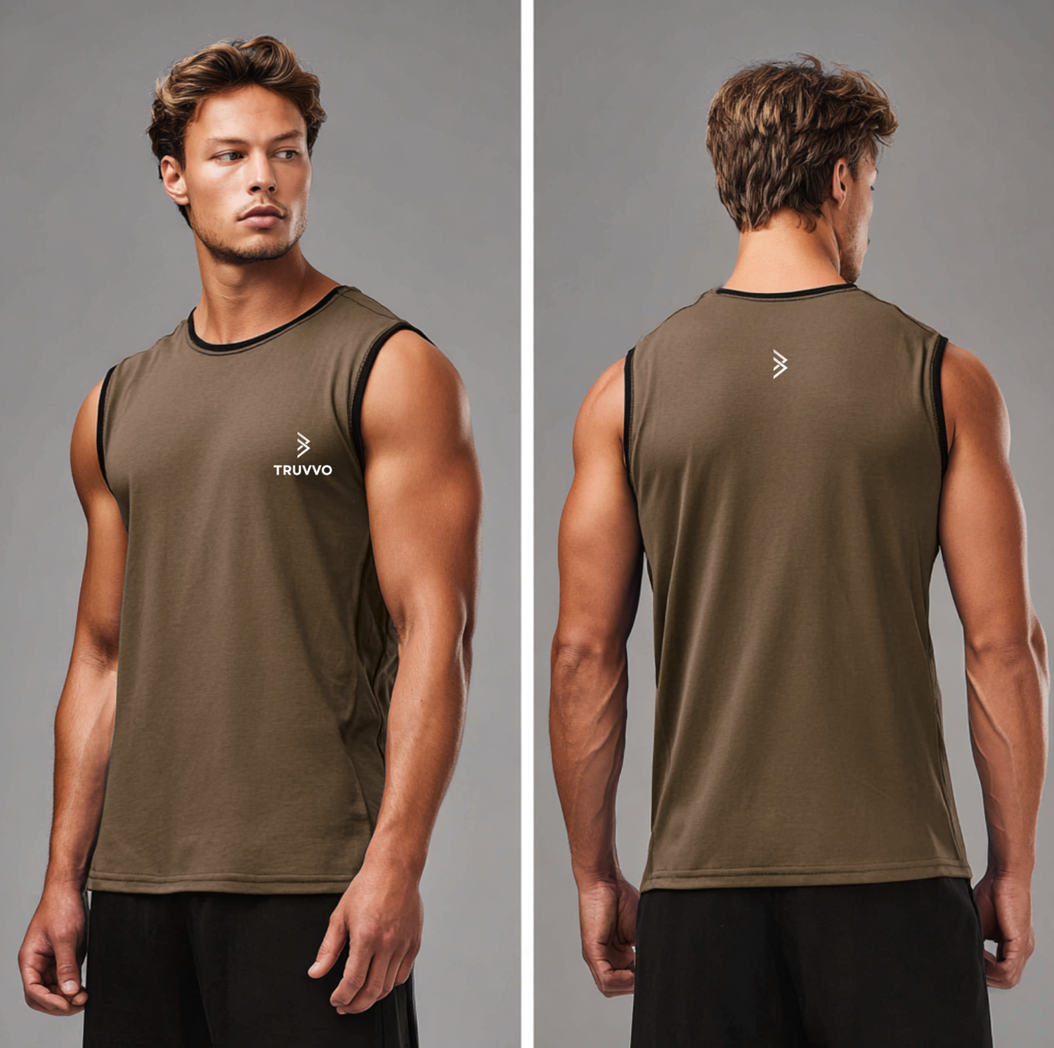 Men’s Bodyfit Piped Vest - Brown