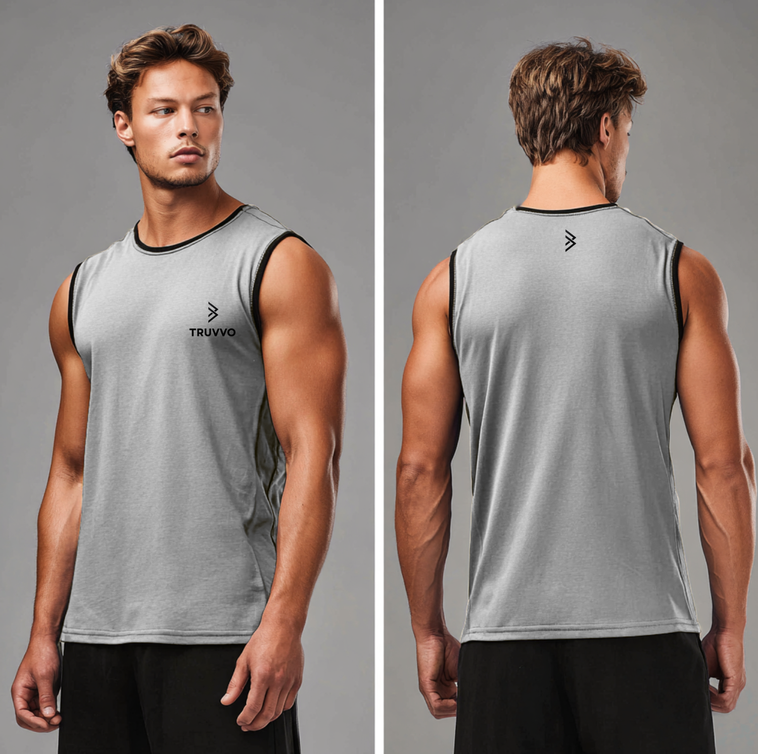 Men’s Bodyfit Piped Vest - Grey