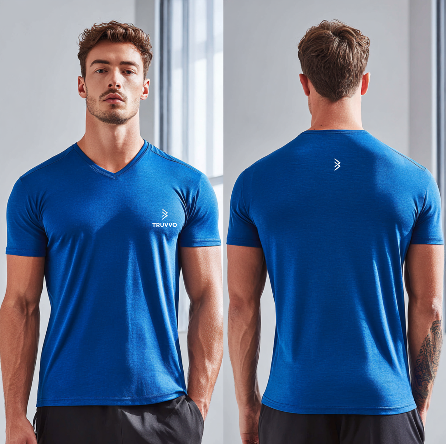 Men’s V Neck Bodyfit Tee - Blue