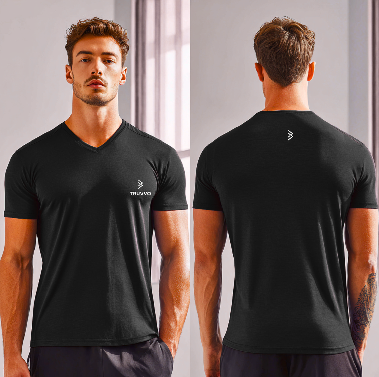 Men’s V Neck Bodyfit Tee - Black