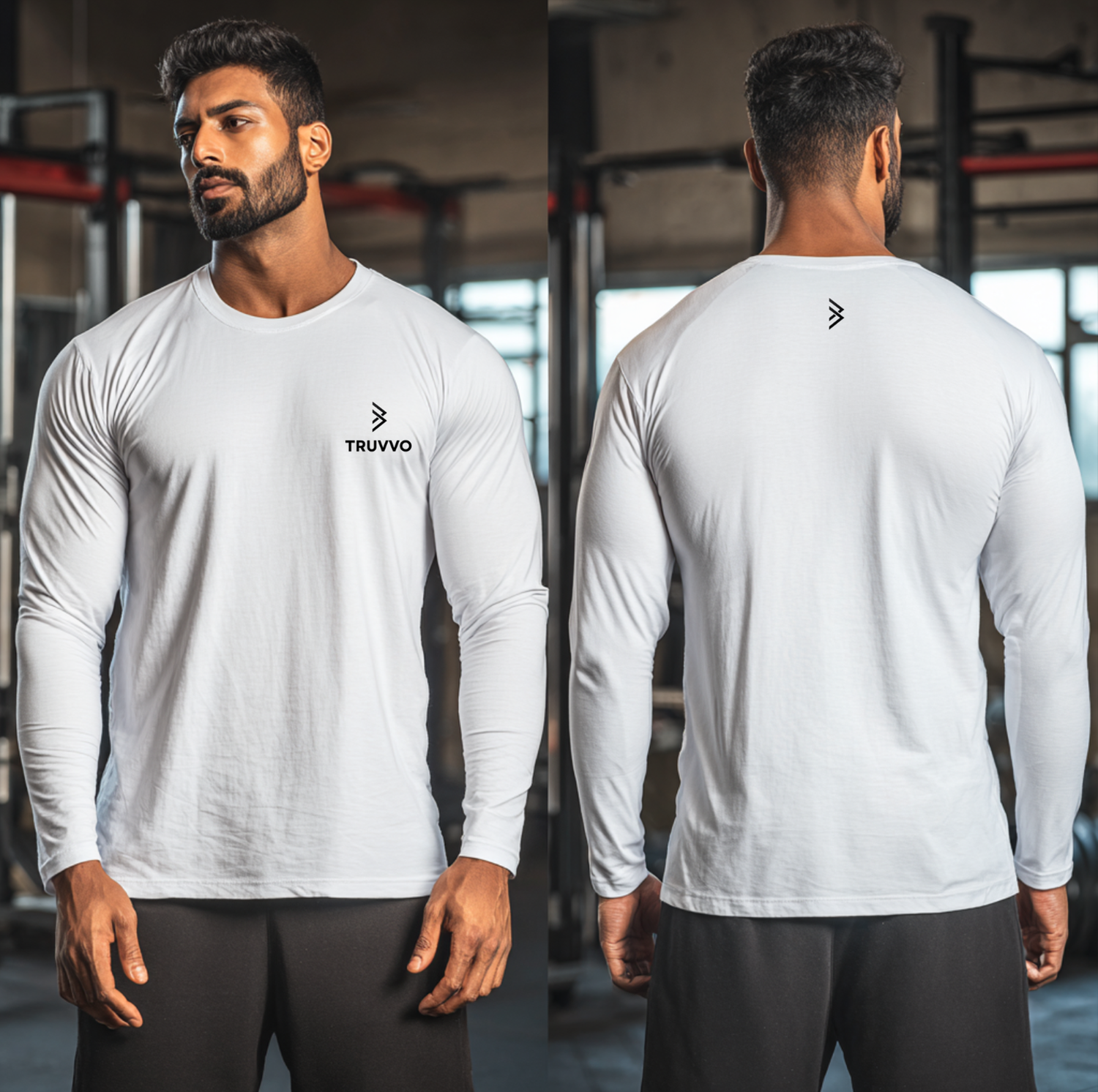 Men’s Round Neck Long Sleeve Bodyfit Tee - White