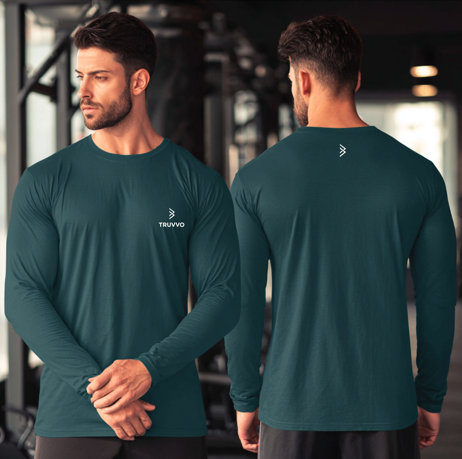 Men’s Round Neck Long Sleeve Bodyfit Tee - Green