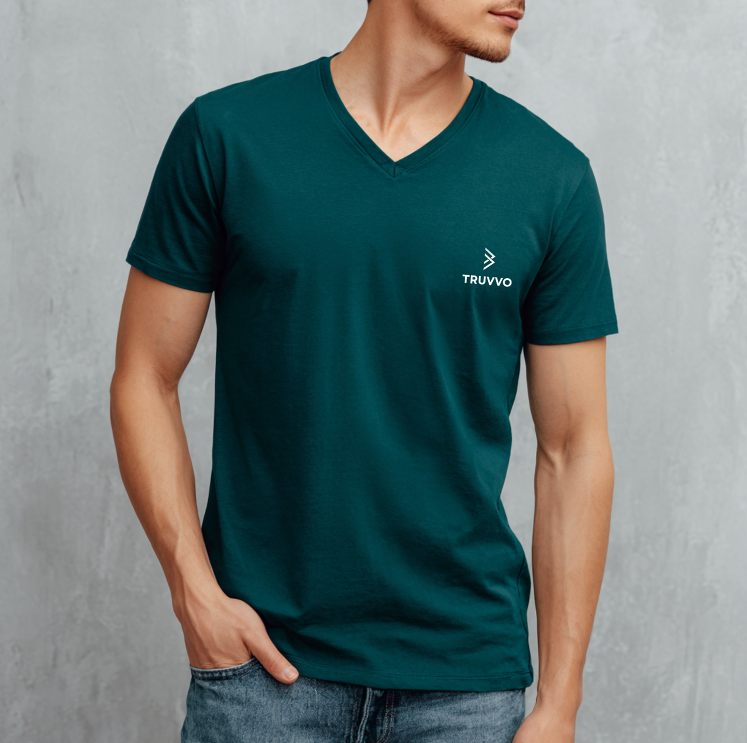 Men’s V Neck Regular Fit Tee - Green