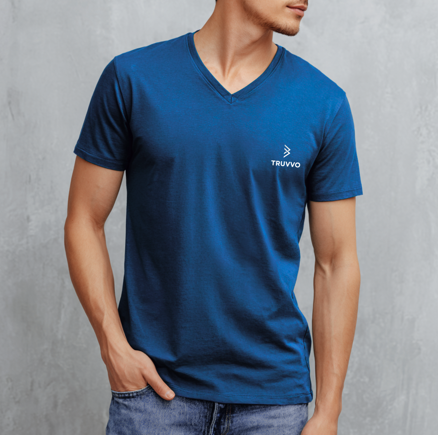 Men’s V Neck Regular Fit Tee - Blue