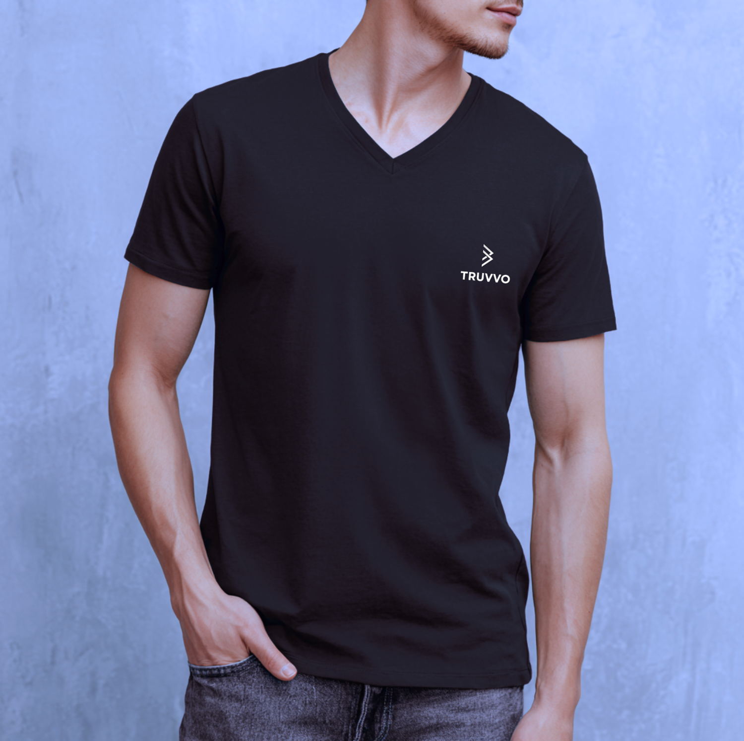 Men’s V Neck Regular Fit Tee - Black